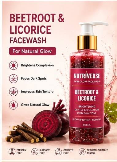 Nutriverse Beetroot & Licorice Facewash – For Natural Glow & Even Skin Tone