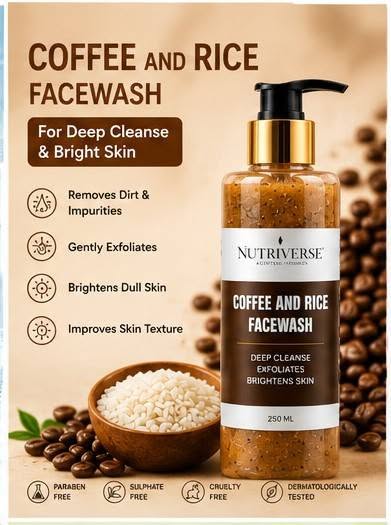 Nutriverse Coffee & Rice Facewash – Deep Cleanse, Exfoliate & Brighten